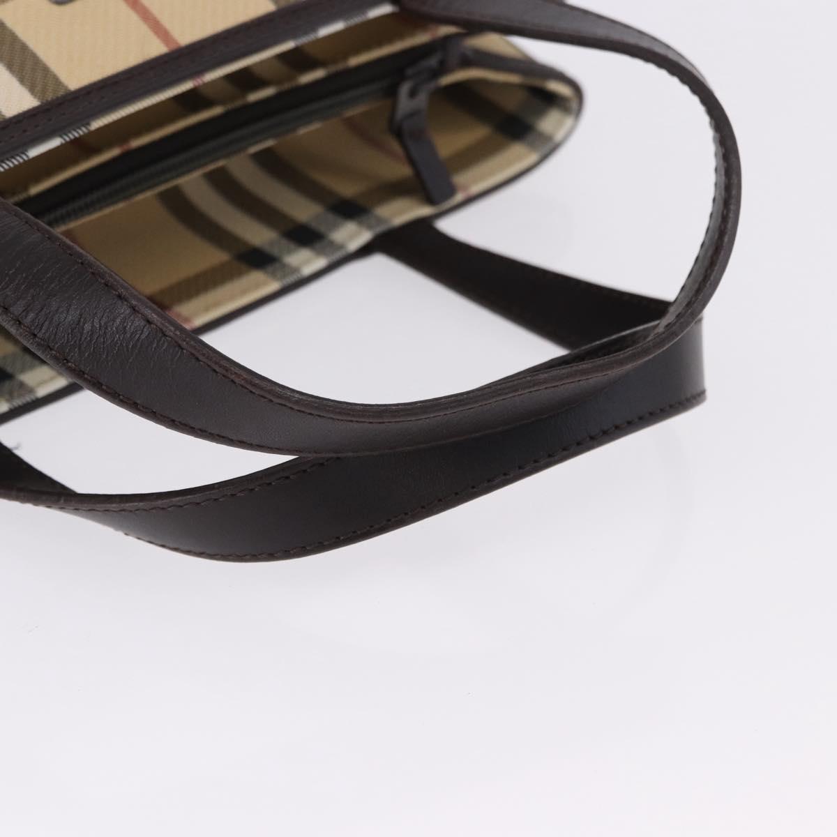 BURBERRY Nova Check Hand Bag PVC Beige Auth BA14329A