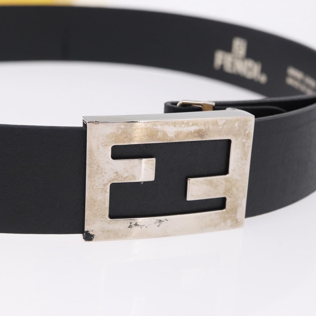 FENDI Belt Leather 35.4"" Black Auth BA14330