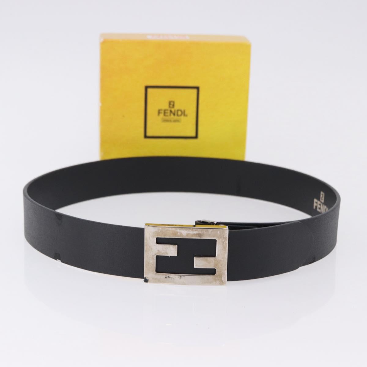 FENDI Belt Leather 35.4"" Black Auth BA14330