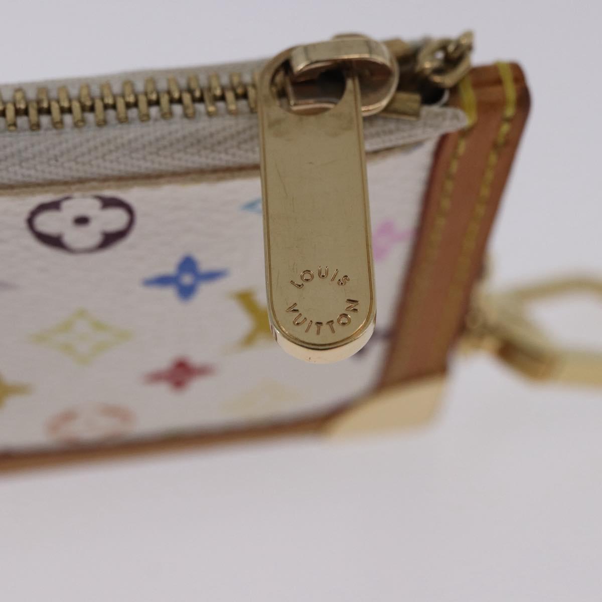 LOUIS VUITTON Monogram Multicolor Pochette Cles Purse White M92655 Auth BA14331V
