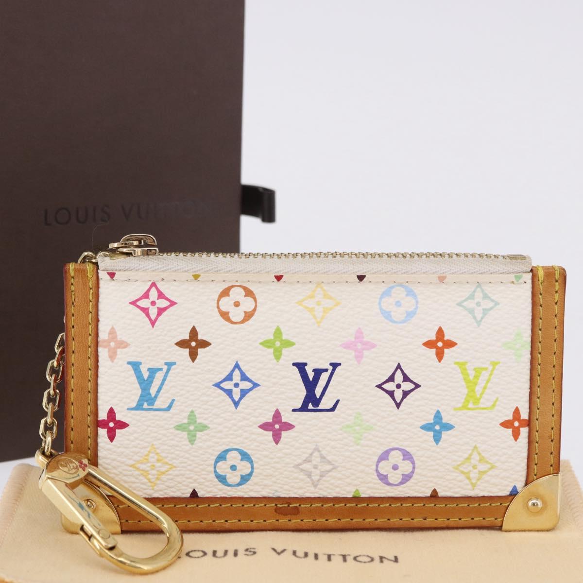 LOUIS VUITTON Monogram Multicolor Pochette Cles Purse White M92655 Auth BA14331V