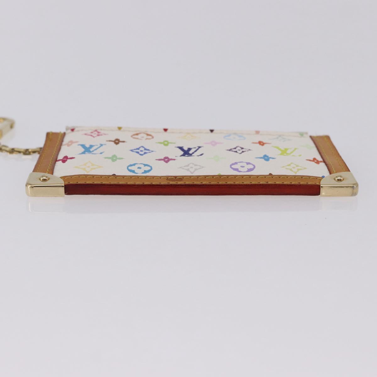 LOUIS VUITTON Monogram Multicolor Pochette Cles Purse White M92655 Auth BA14331V