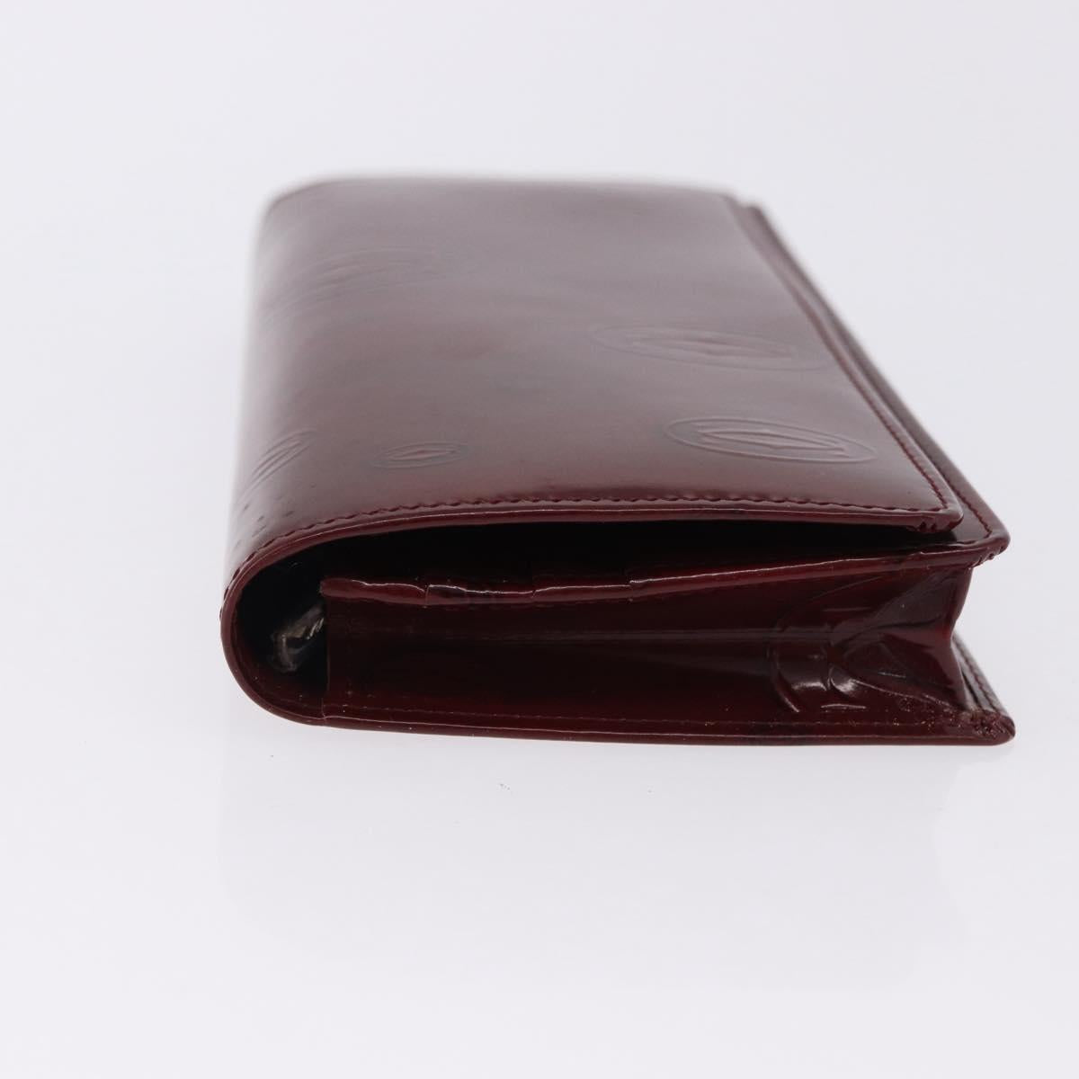 CARTIER Happy Birthday Long Wallet Patent leather Bordeaux Auth BA14336