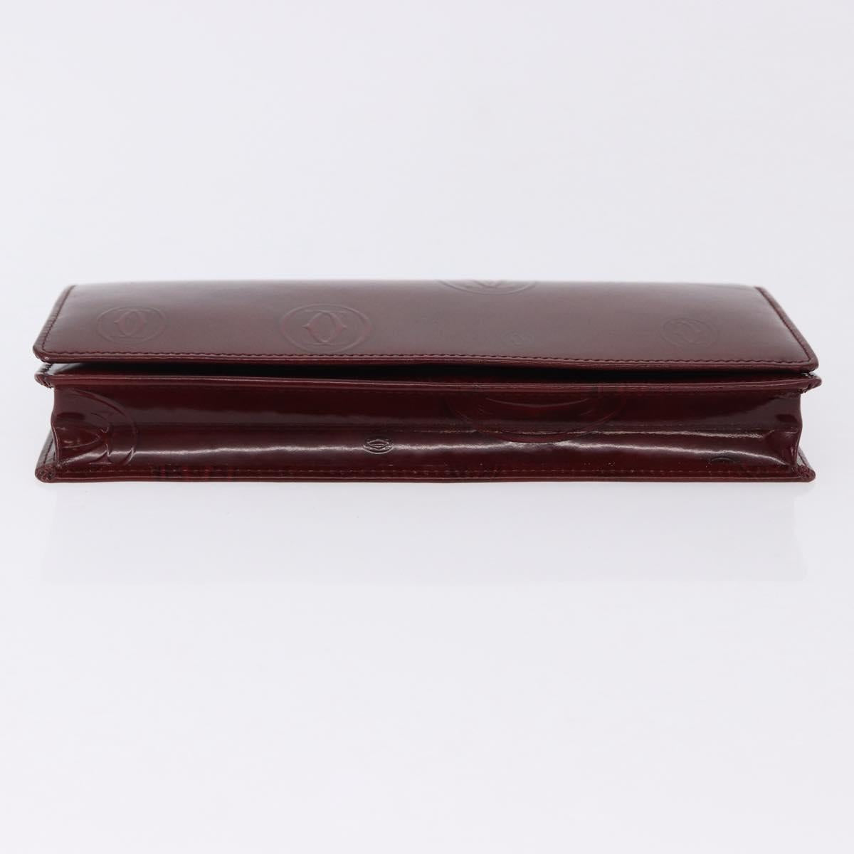 CARTIER Happy Birthday Long Wallet Patent leather Bordeaux Auth BA14336