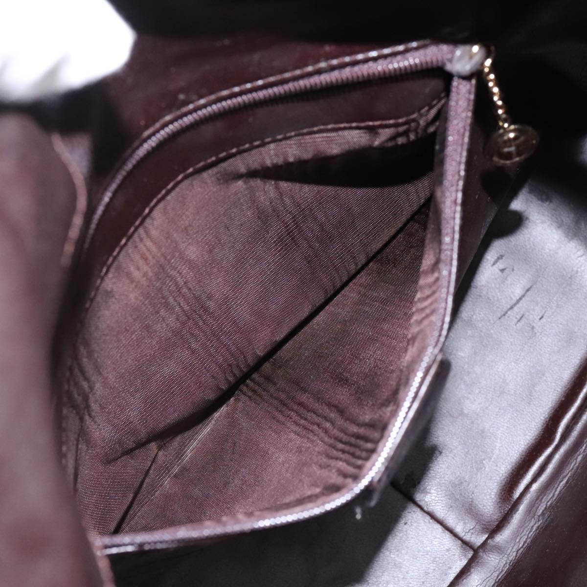 GUCCI Bamboo Hand Bag Leather Dark Brown Gold 001 3444 1638 Auth BA1434
