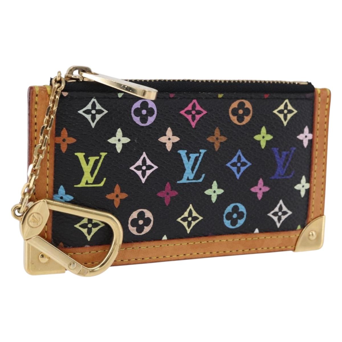 LOUIS VUITTON Monogram Multicolor Pochette Cles Purse Black M13664 Auth BA14342V