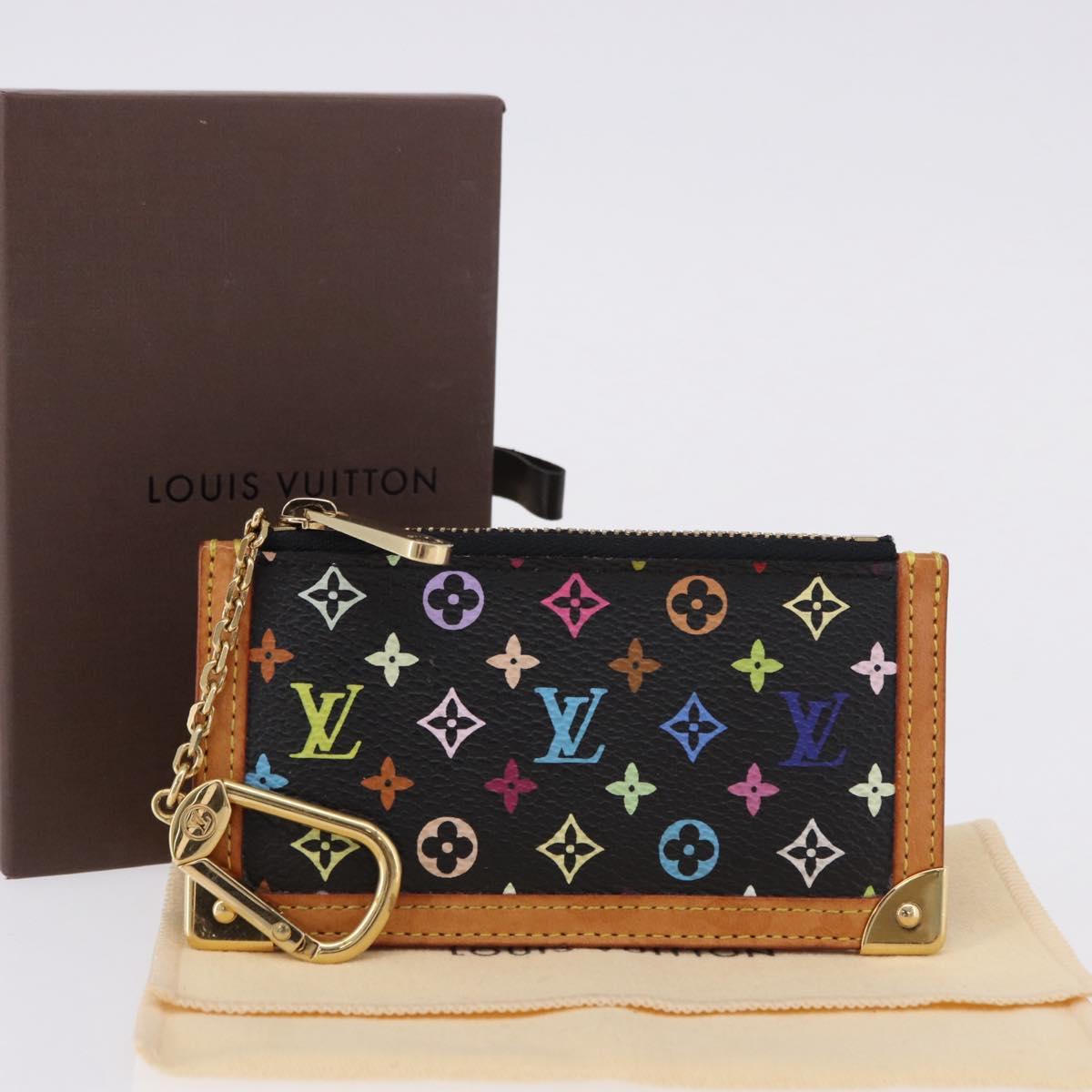LOUIS VUITTON Monogram Multicolor Pochette Cles Purse Black M13664 Auth BA14342V