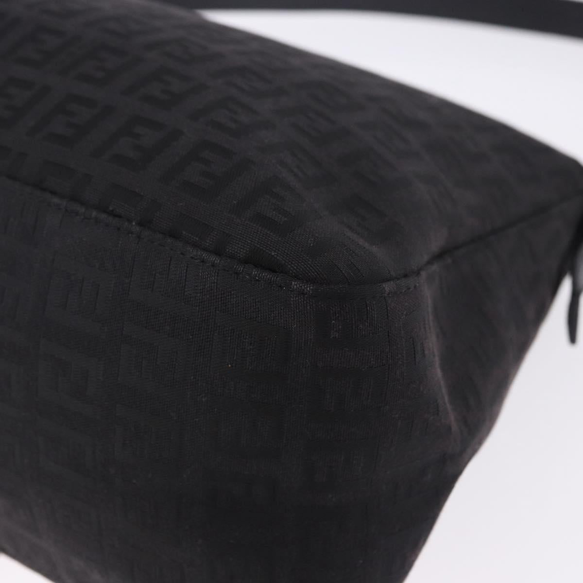 FENDI Zucchino Canvas Mamma Baguette Hand Bag Black Silver Auth BA14344