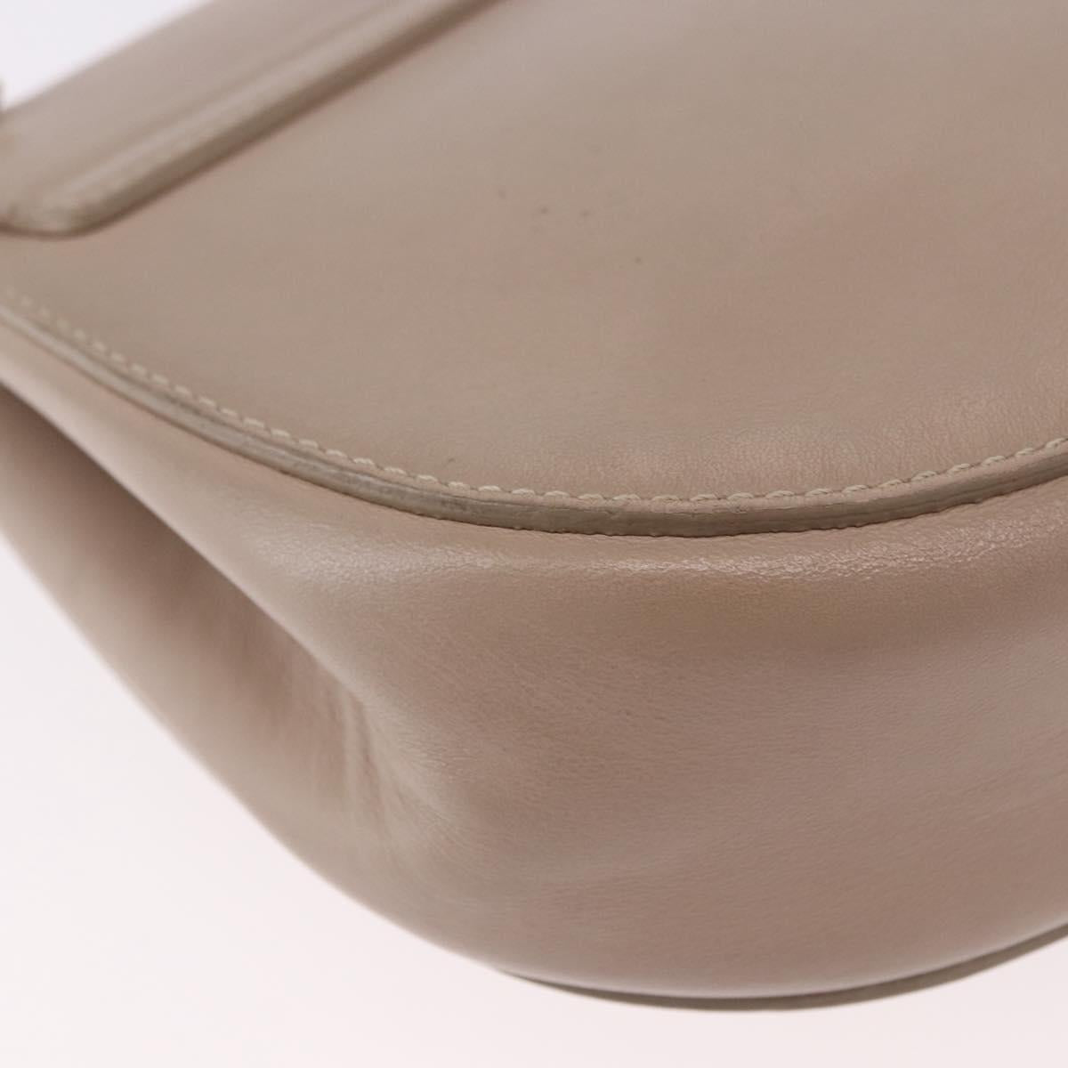 Chloe Drew Chain Shoulder Bag Leather Beige Gold Auth BA14348