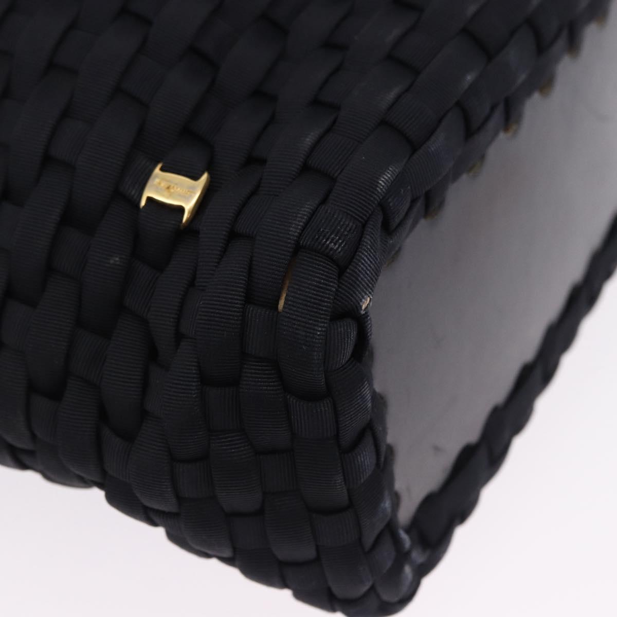 Salvatore Ferragamo Shoulder Bag Canvas Black Gold Auth BA14349A