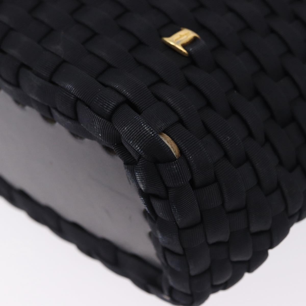 Salvatore Ferragamo Shoulder Bag Canvas Black Gold Auth BA14349A