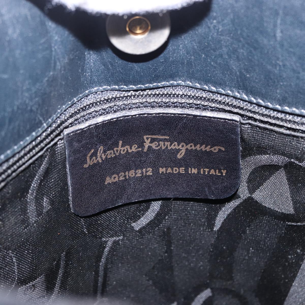 Salvatore Ferragamo Shoulder Bag Canvas Black Gold Auth BA14349A