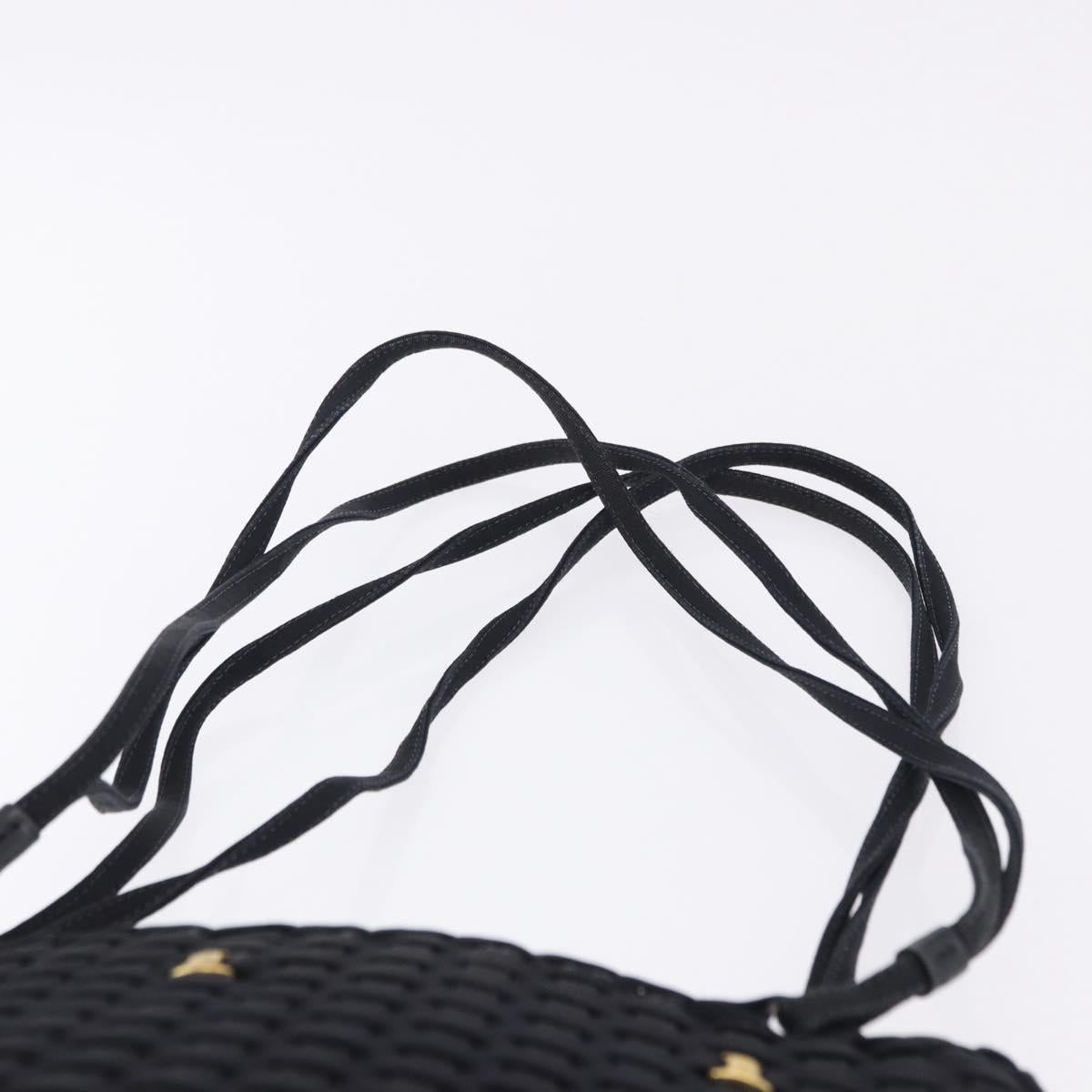 Salvatore Ferragamo Shoulder Bag Canvas Black Gold Auth BA14349A