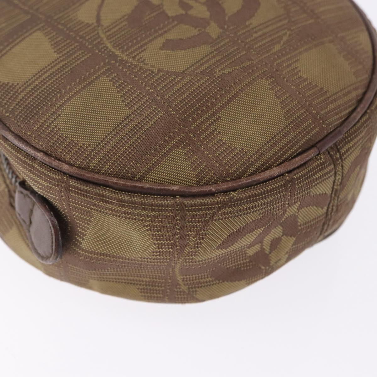 CHANEL New Travel Line Pouch Nylon Khaki CC Auth BA14351A