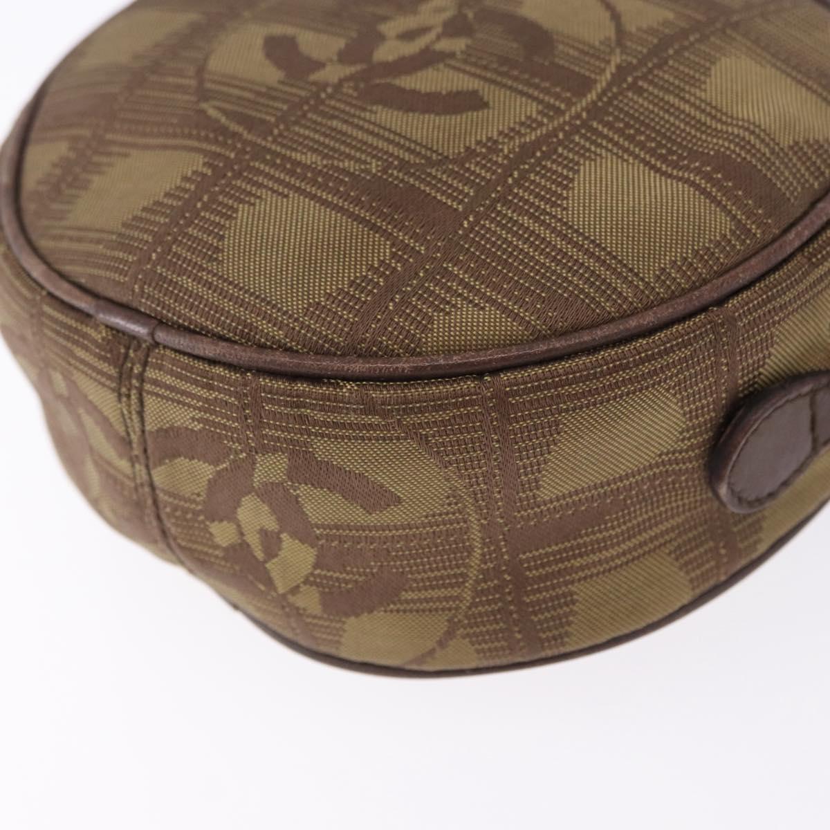 CHANEL New Travel Line Pouch Nylon Khaki CC Auth BA14351A