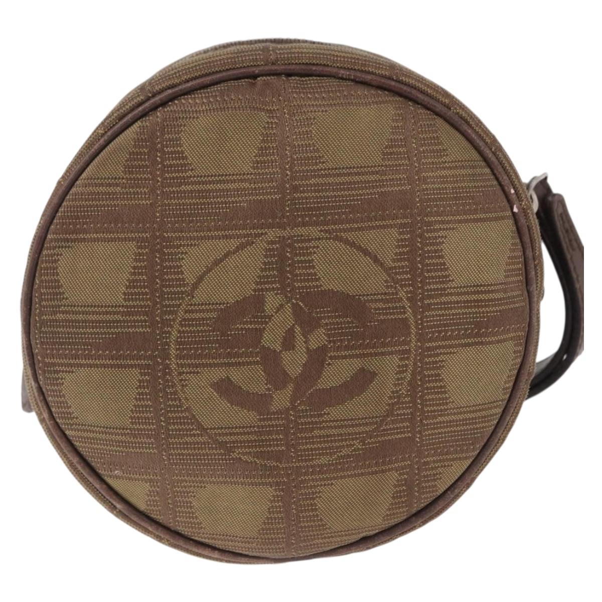 CHANEL New Travel Line Pouch Nylon Khaki CC Auth BA14351A