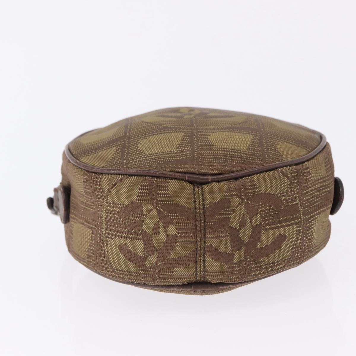 CHANEL New Travel Line Pouch Nylon Khaki CC Auth BA14351A