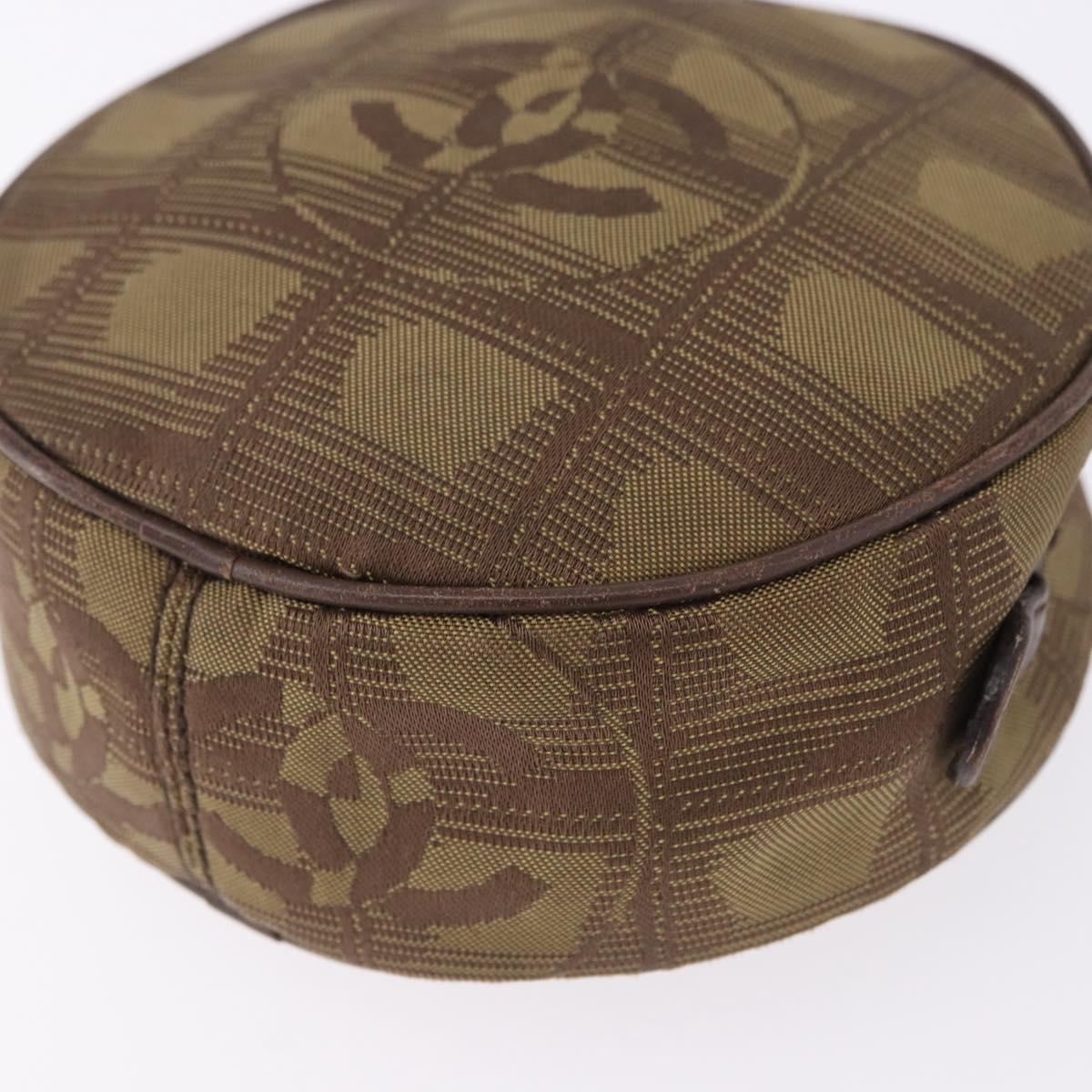 CHANEL New Travel Line Pouch Nylon Khaki CC Auth BA14351A