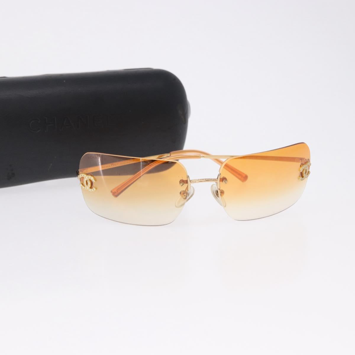 CHANEL Sunglasses metal Gold CC Auth BA14352M