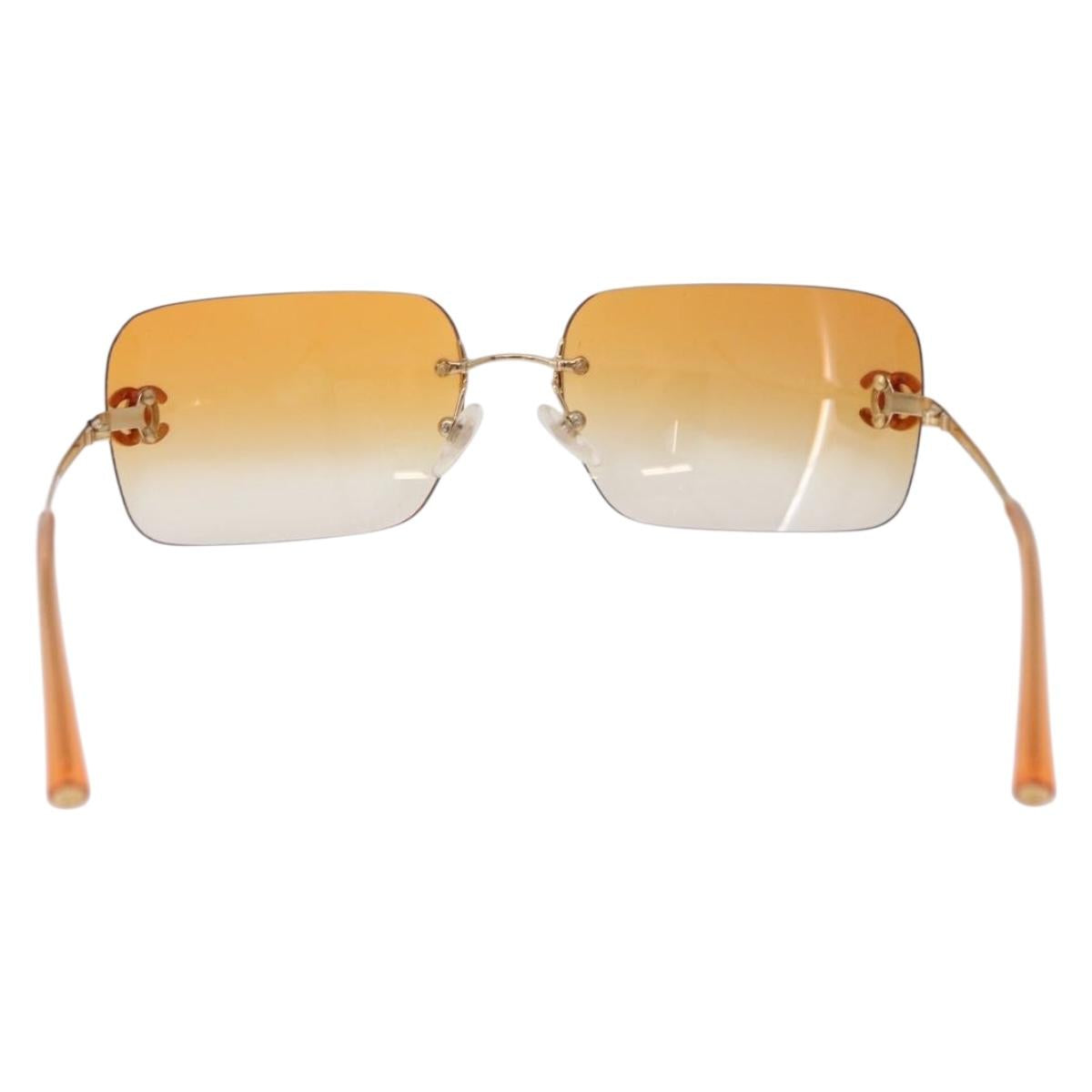 CHANEL Sunglasses metal Gold CC Auth BA14352M