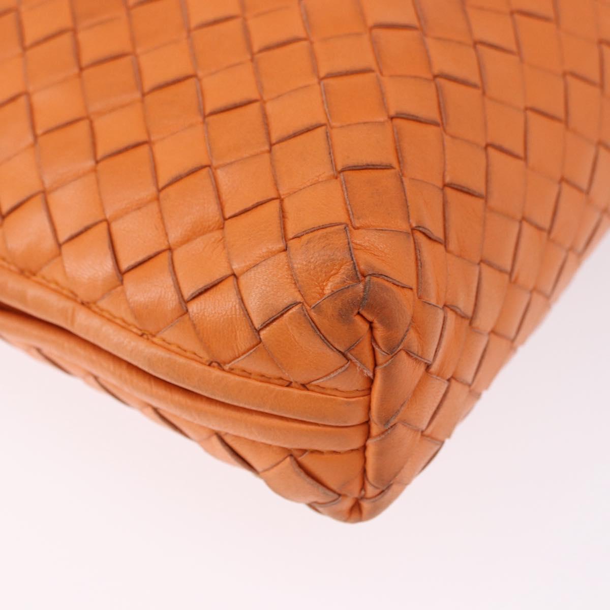 BOTTEGA VENETA INTRECCIATO Shoulder Bag Leather Orange Gold Auth BA14353