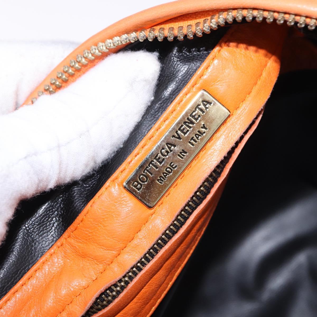 BOTTEGA VENETA INTRECCIATO Shoulder Bag Leather Orange Gold Auth BA14353
