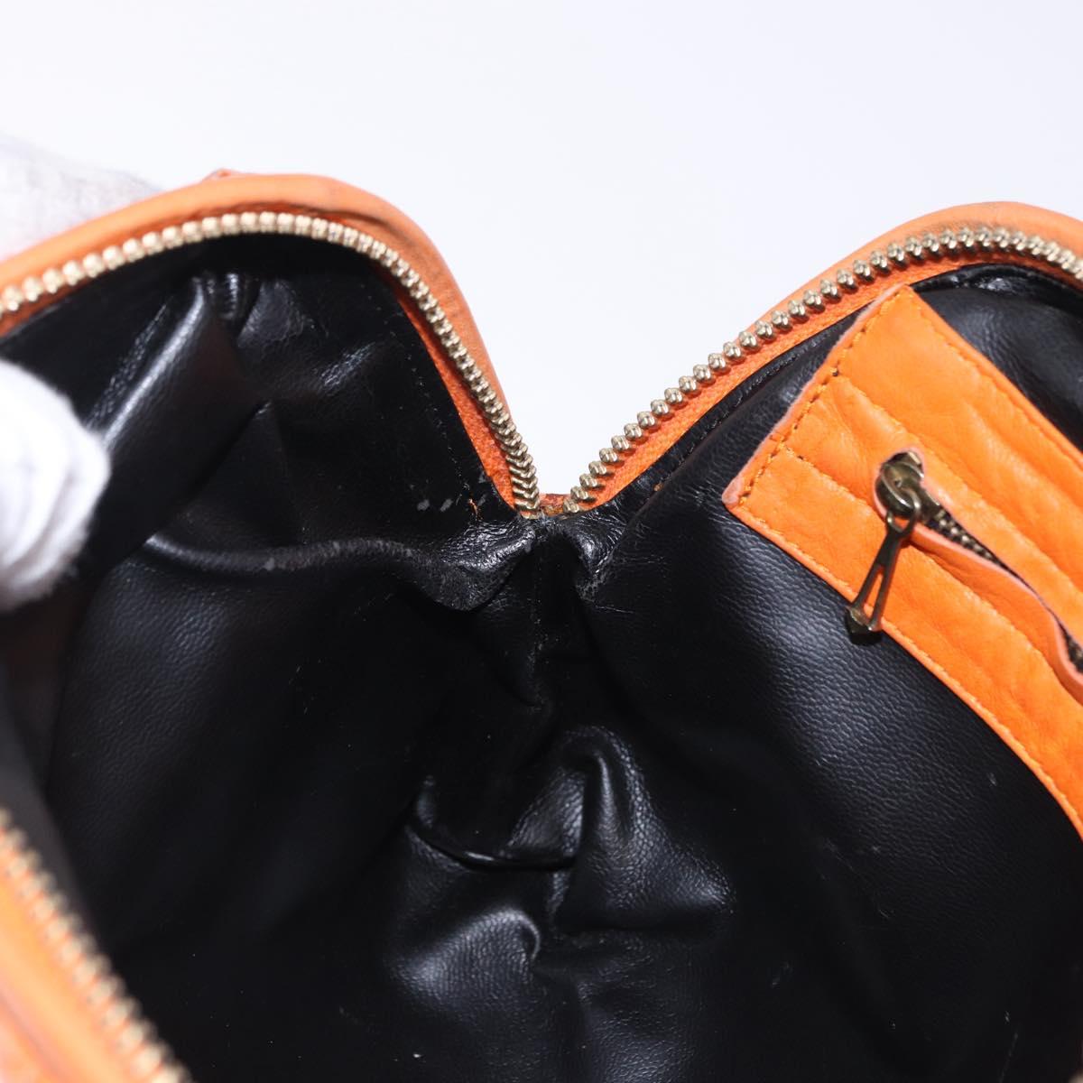 BOTTEGA VENETA INTRECCIATO Shoulder Bag Leather Orange Gold Auth BA14353