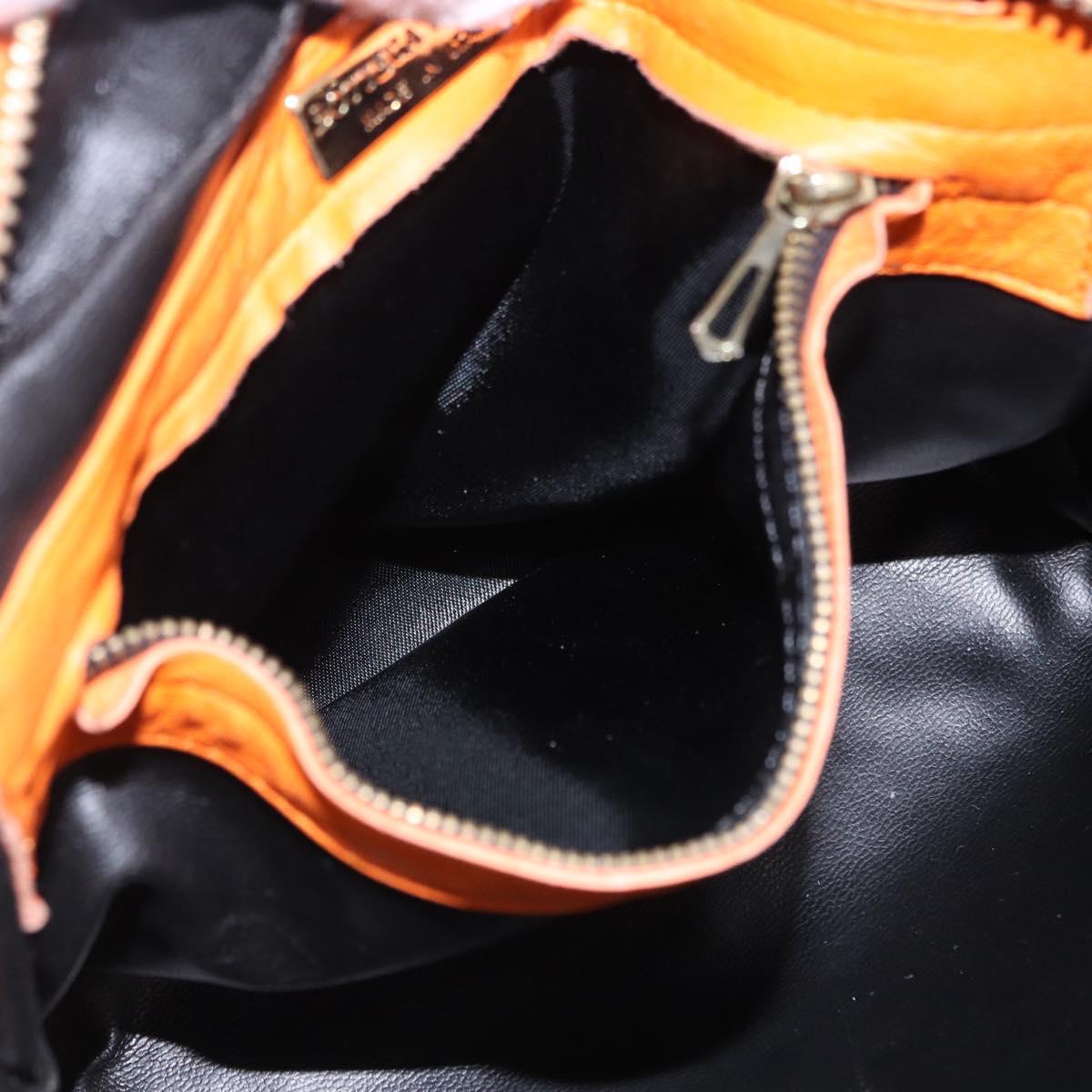 BOTTEGA VENETA INTRECCIATO Shoulder Bag Leather Orange Gold Auth BA14353