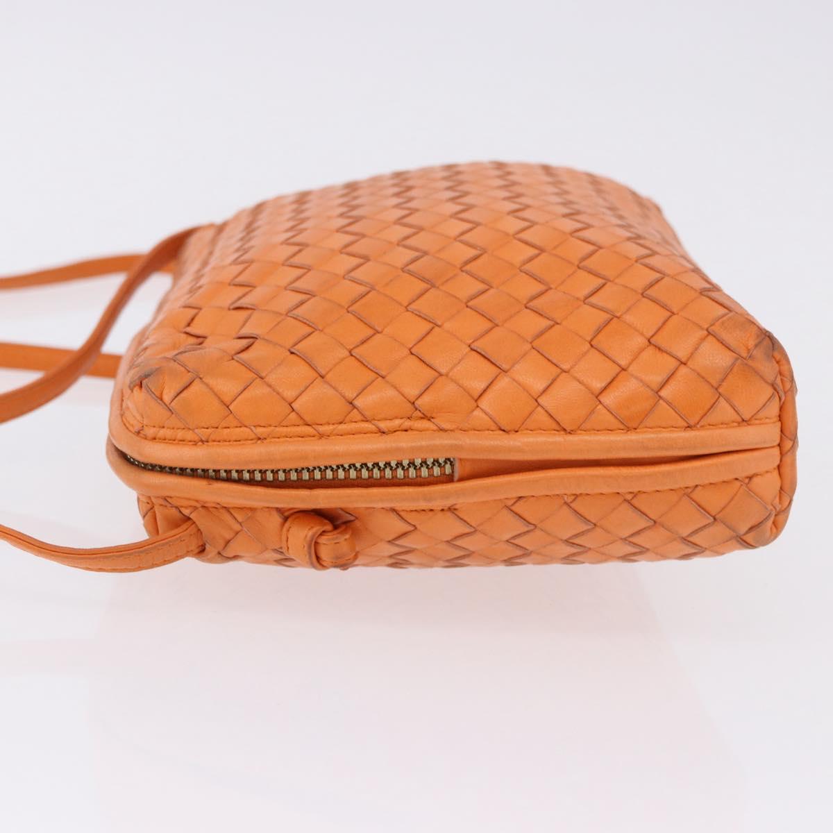 BOTTEGA VENETA INTRECCIATO Shoulder Bag Leather Orange Gold Auth BA14353