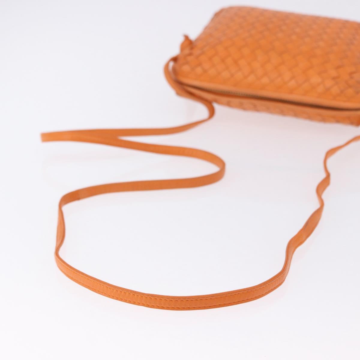 BOTTEGA VENETA INTRECCIATO Shoulder Bag Leather Orange Gold Auth BA14353