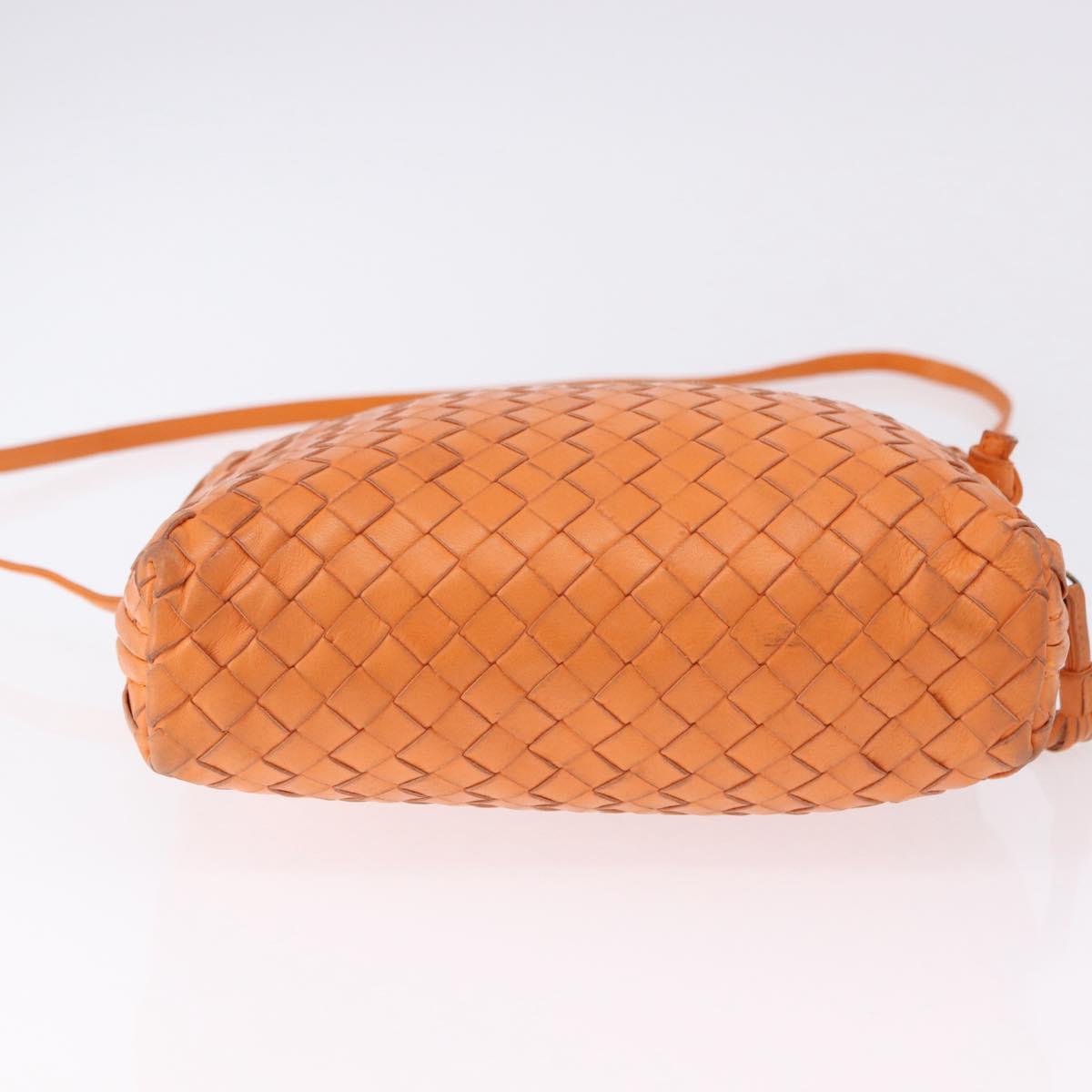 BOTTEGA VENETA INTRECCIATO Shoulder Bag Leather Orange Gold Auth BA14353