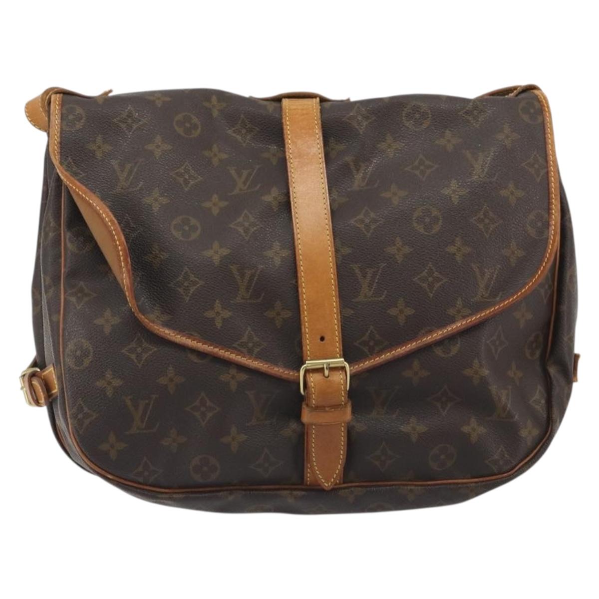 LOUIS VUITTON Monogram Saumur 35 Shoulder Bag M42254 LV Auth BA14354