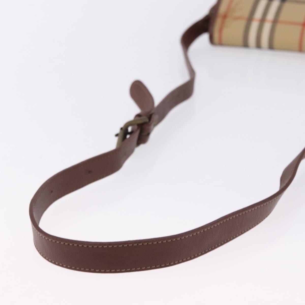 Burberrys Nova Check Shoulder Bag PVC Beige Gold Auth BA14355