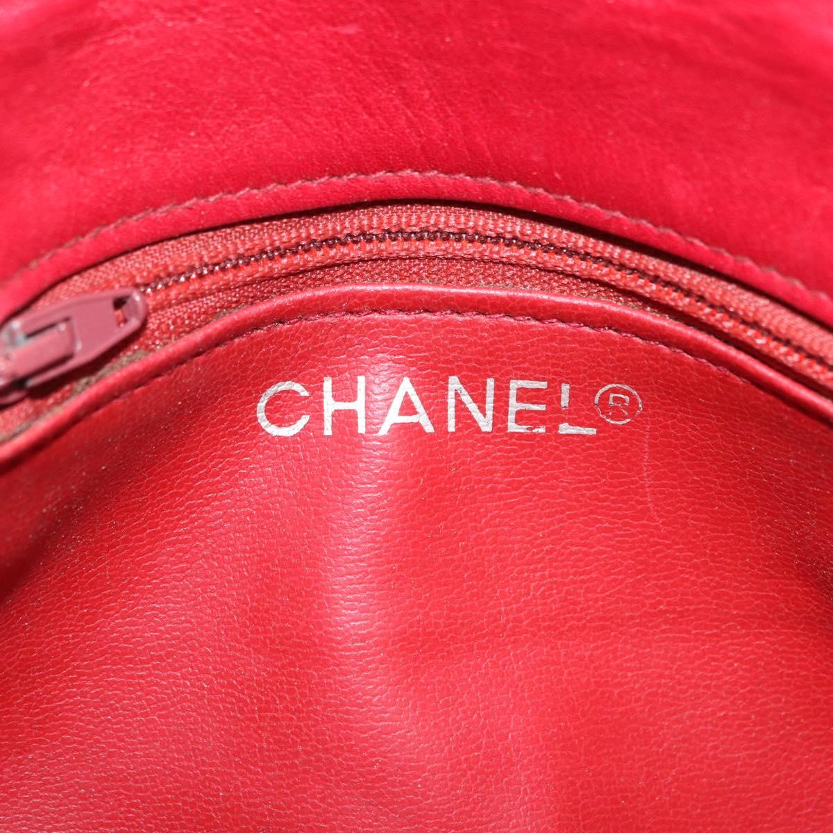 CHANEL Matelasse Waist bag Lamb Skin Red Gold CC Auth BA14358
