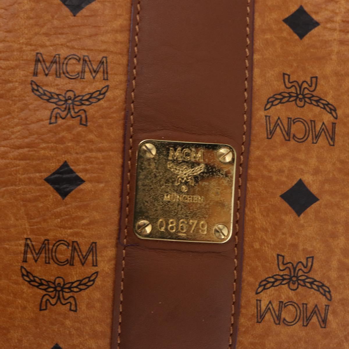 MCM Vicetos Logogram Tote Bag PVC Leather Brown Gold Auth BA14361