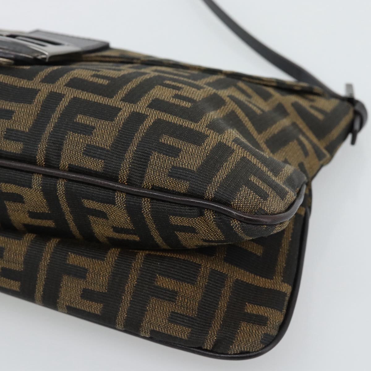FENDI Zucca Canvas Mamma Baguette Shoulder Bag Brown Black Auth BA14364SAV