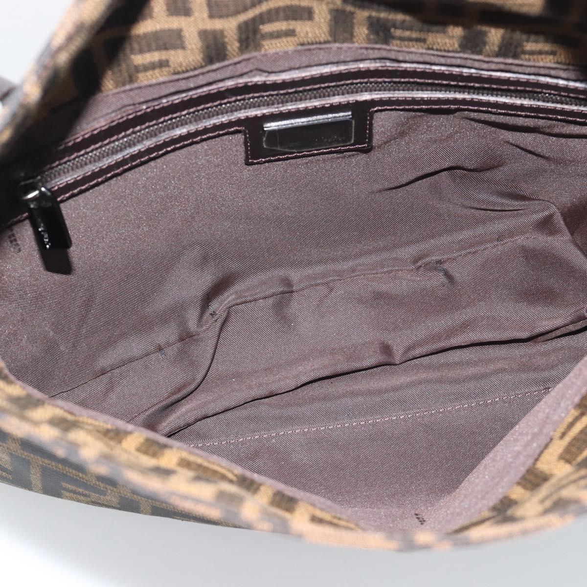 FENDI Zucca Canvas Mamma Baguette Shoulder Bag Brown Black Auth BA14364SAV
