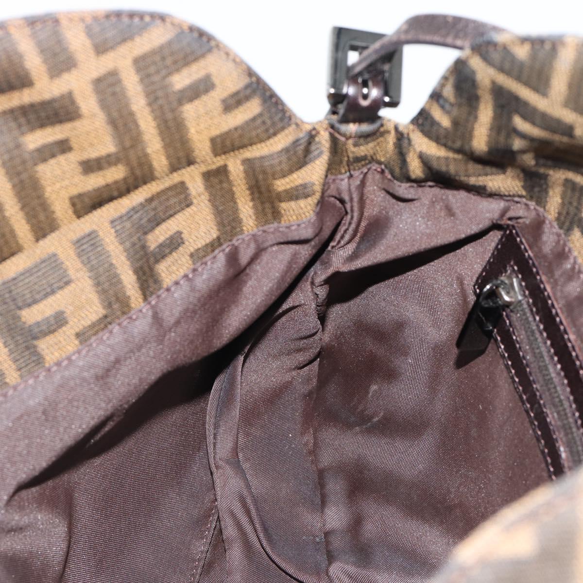 FENDI Zucca Canvas Mamma Baguette Shoulder Bag Brown Black Auth BA14364SAV