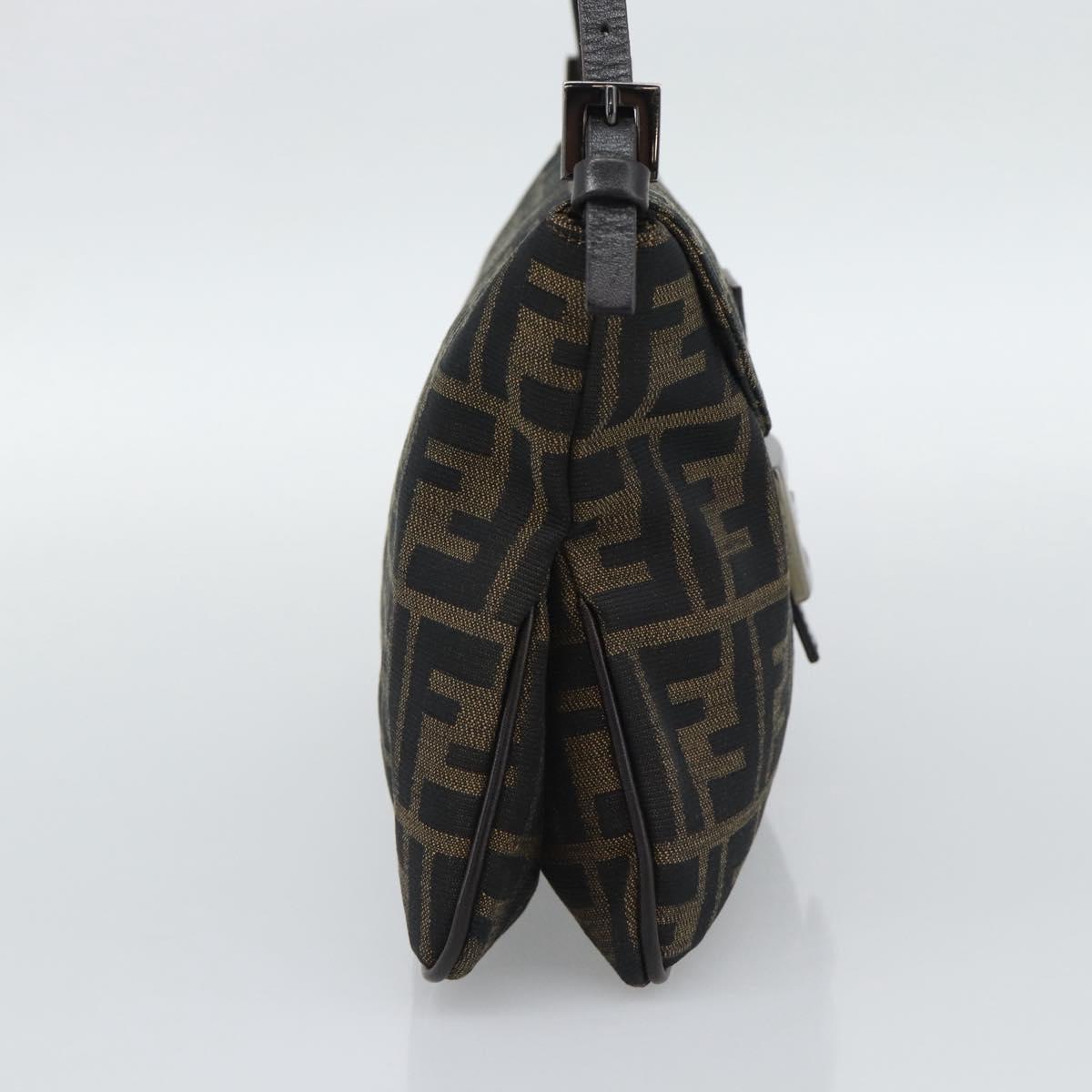 FENDI Zucca Canvas Mamma Baguette Shoulder Bag Brown Black Auth BA14364SAV