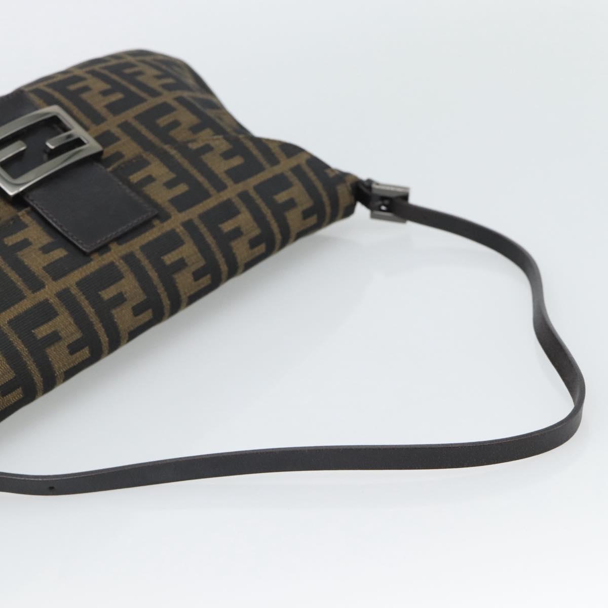 FENDI Zucca Canvas Mamma Baguette Shoulder Bag Brown Black Auth BA14364SAV