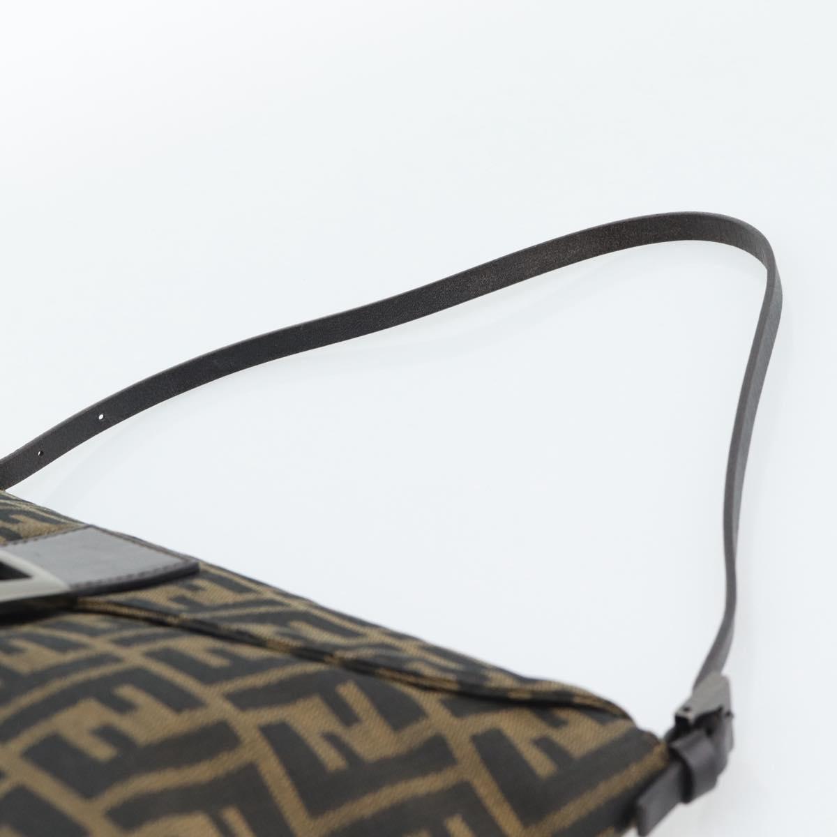 FENDI Zucca Canvas Mamma Baguette Shoulder Bag Brown Black Auth BA14364SAV