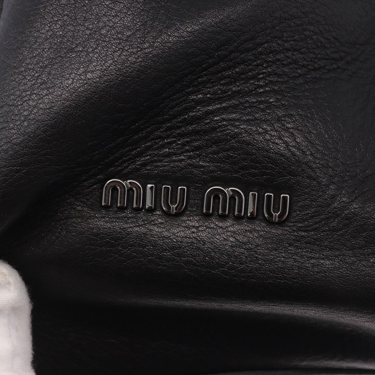 Miu Miu Hand Bag Leather Navy Silver Auth BA14365A