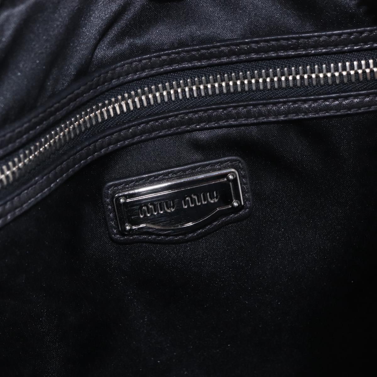 Miu Miu Hand Bag Leather Navy Silver Auth BA14365A