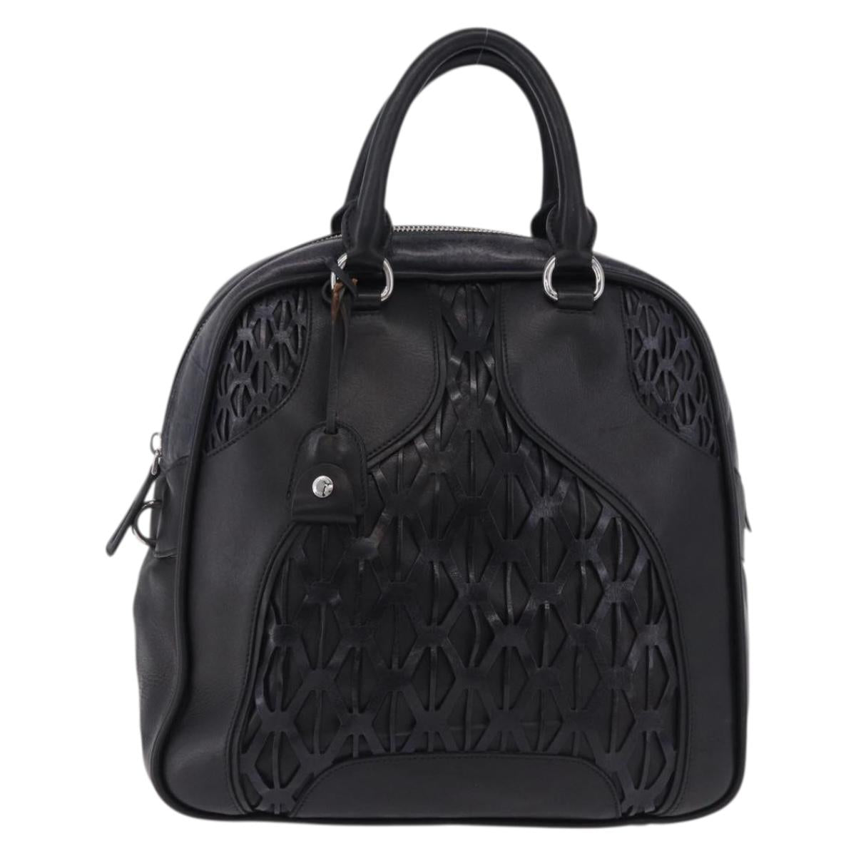 Miu Miu Hand Bag Leather Navy Silver Auth BA14365A