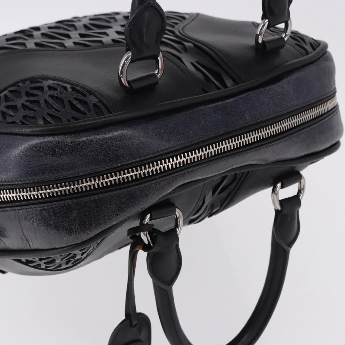 Miu Miu Hand Bag Leather Navy Silver Auth BA14365A