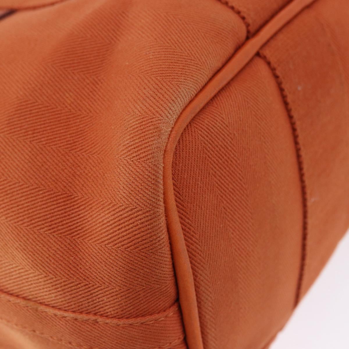 HERMES Valparaiso PM Hand Bag Canvas Leather Orange Silver Auth BA14369
