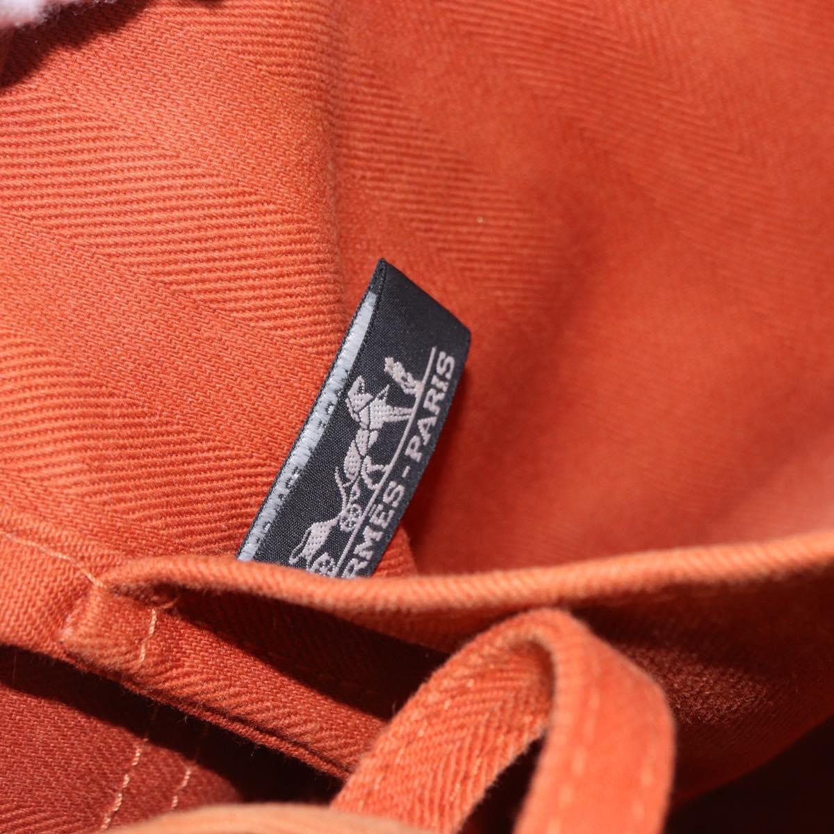 HERMES Valparaiso PM Hand Bag Canvas Leather Orange Silver Auth BA14369