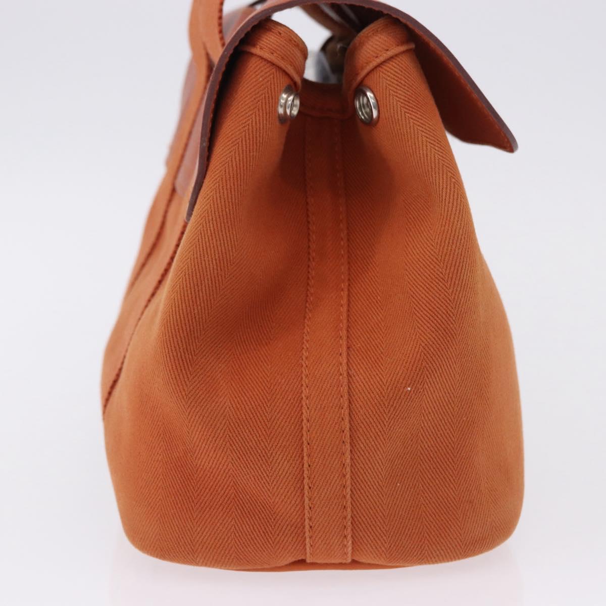 HERMES Valparaiso PM Hand Bag Canvas Leather Orange Silver Auth BA14369