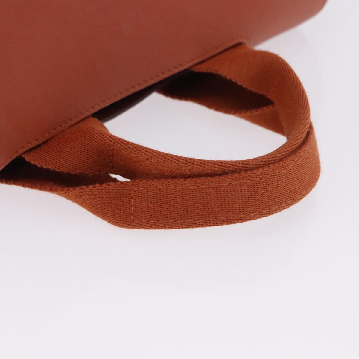 HERMES Valparaiso PM Hand Bag Canvas Leather Orange Silver Auth BA14369