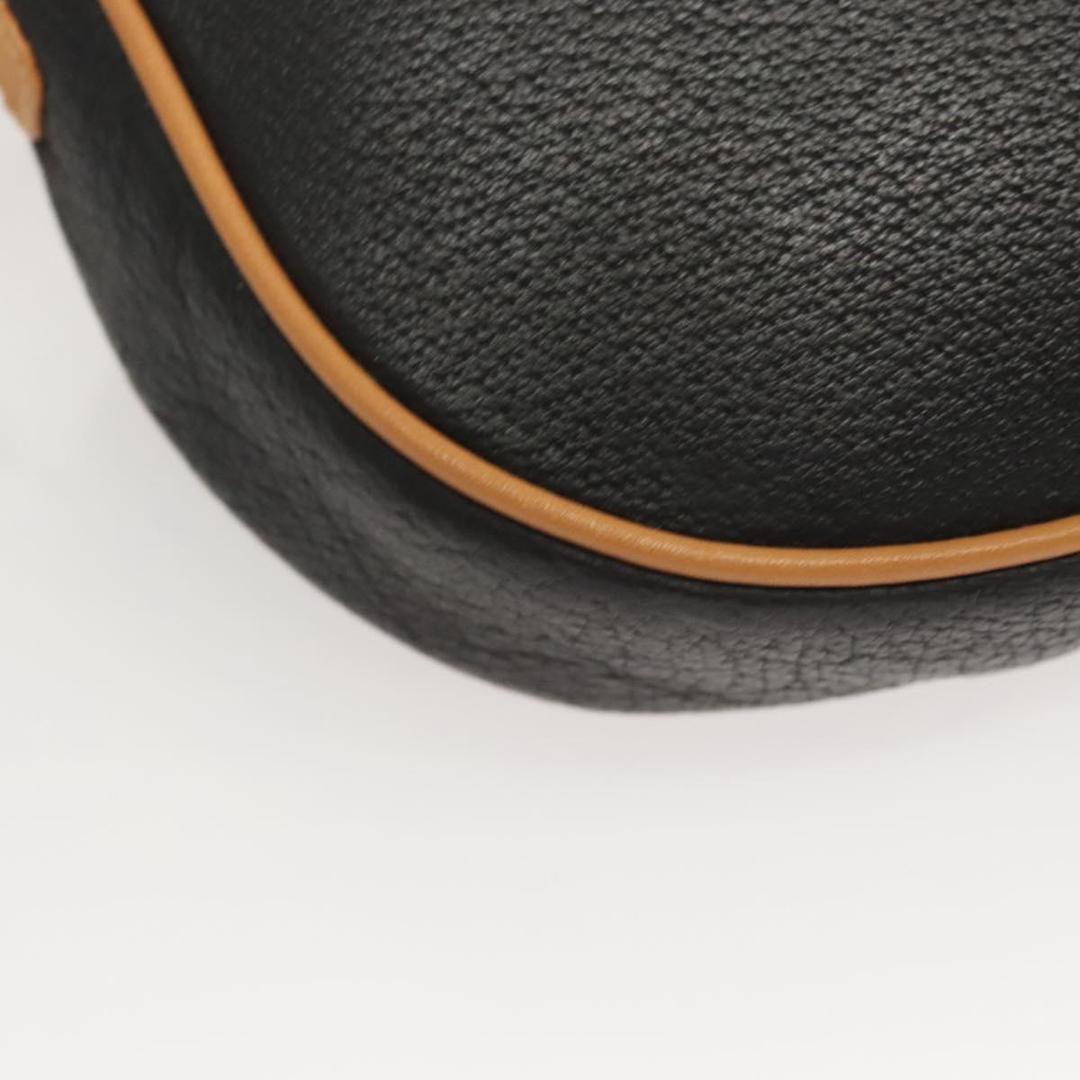 GUCCI Shoulder Bag Leather Black Gold Auth BA1437
